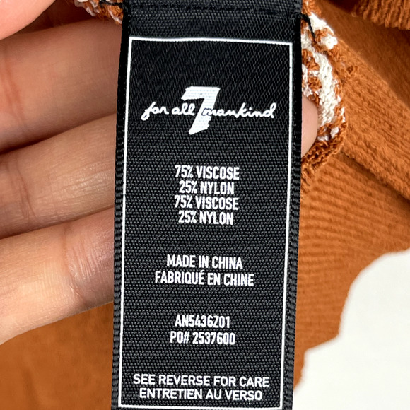 7 For All Mankind Brown and White V-Neck Sweater - Picture 6 of 11
